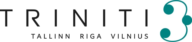 TRINITI logotipas spalvotas su juodu